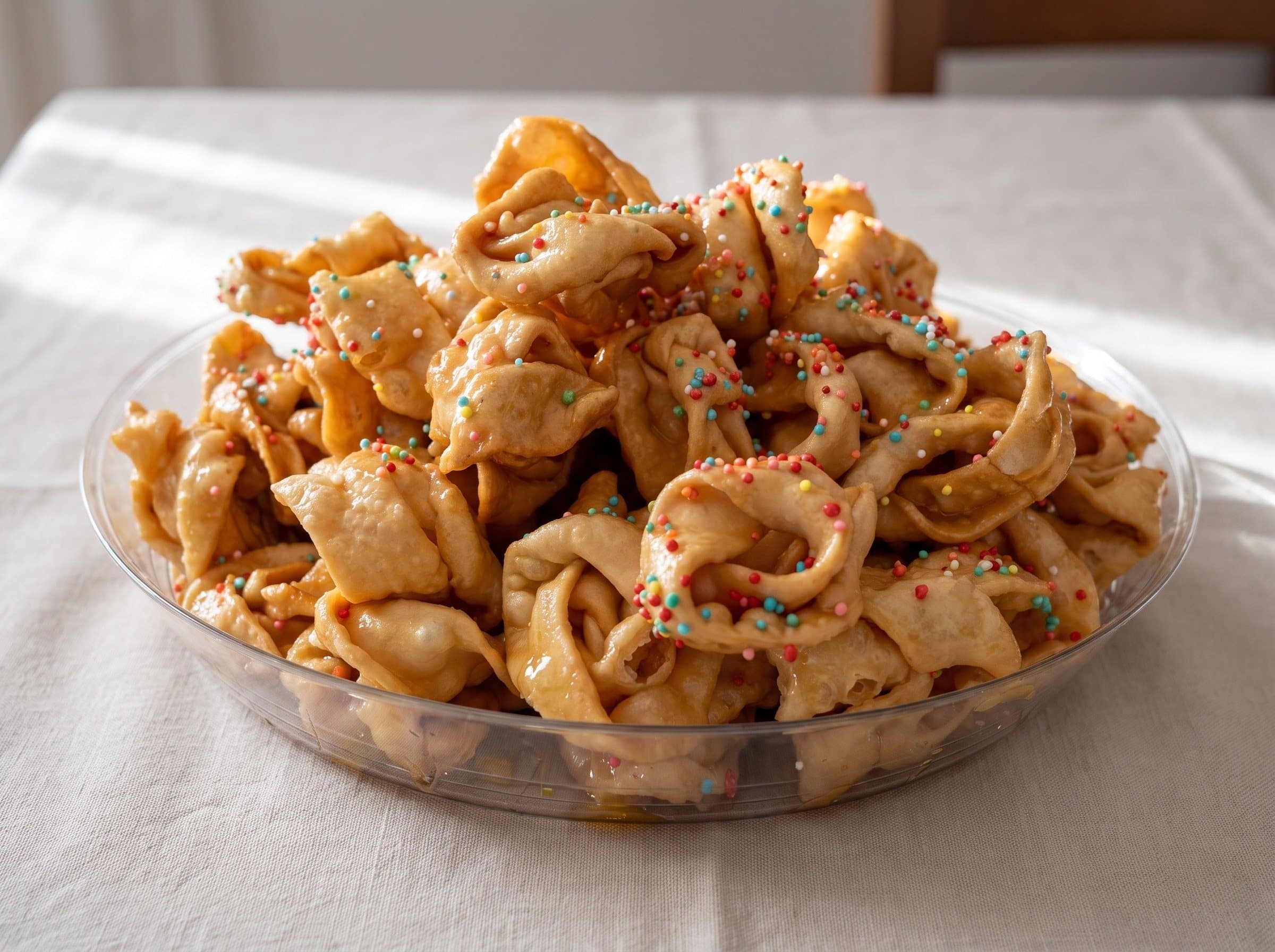 Gli struffoli marzanesi a forma di nocchetta, con il miele e i confettini colorati